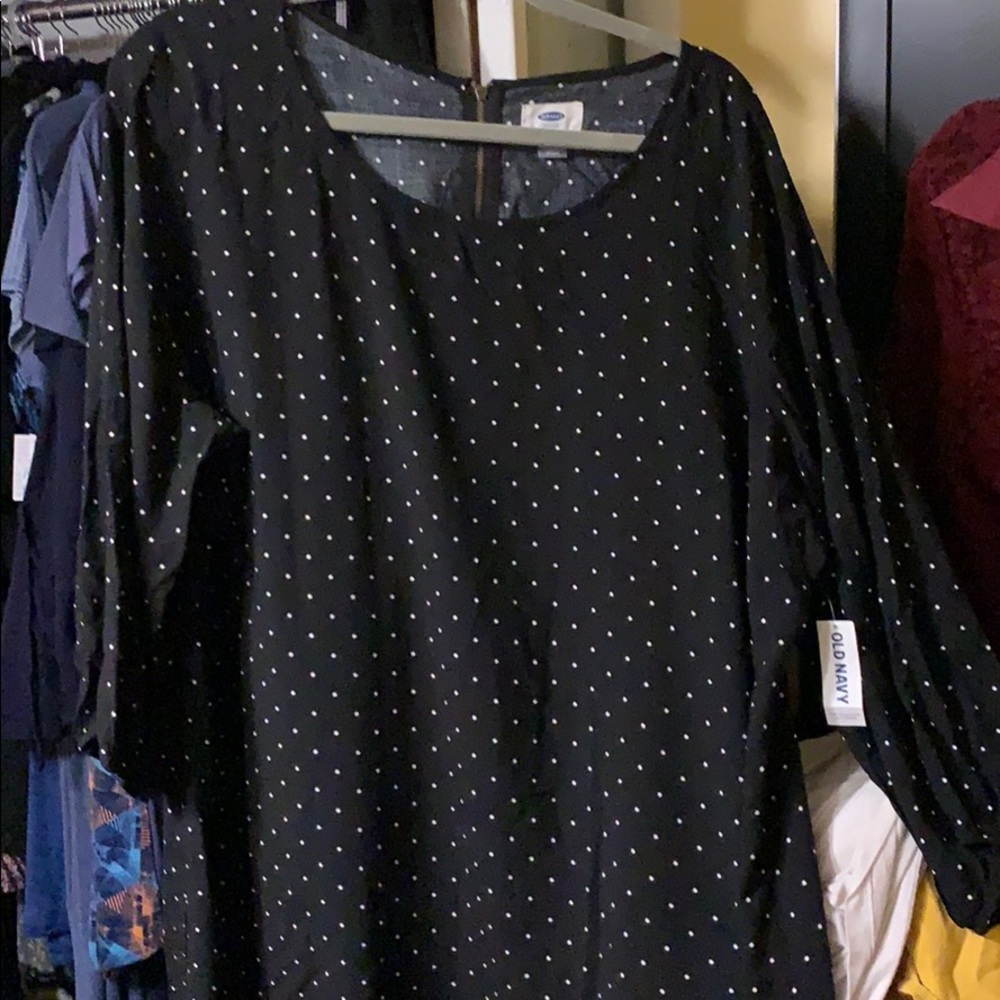 NWT old navy  dress black white dots 3/4 sleeve